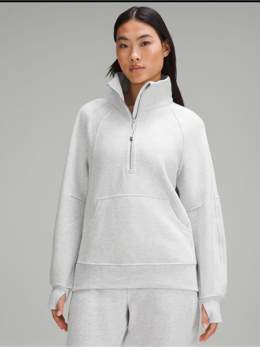 lululemon athletica Light Grey Half-Zip Funnel Neck Pullover